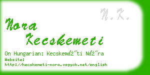 nora kecskemeti business card